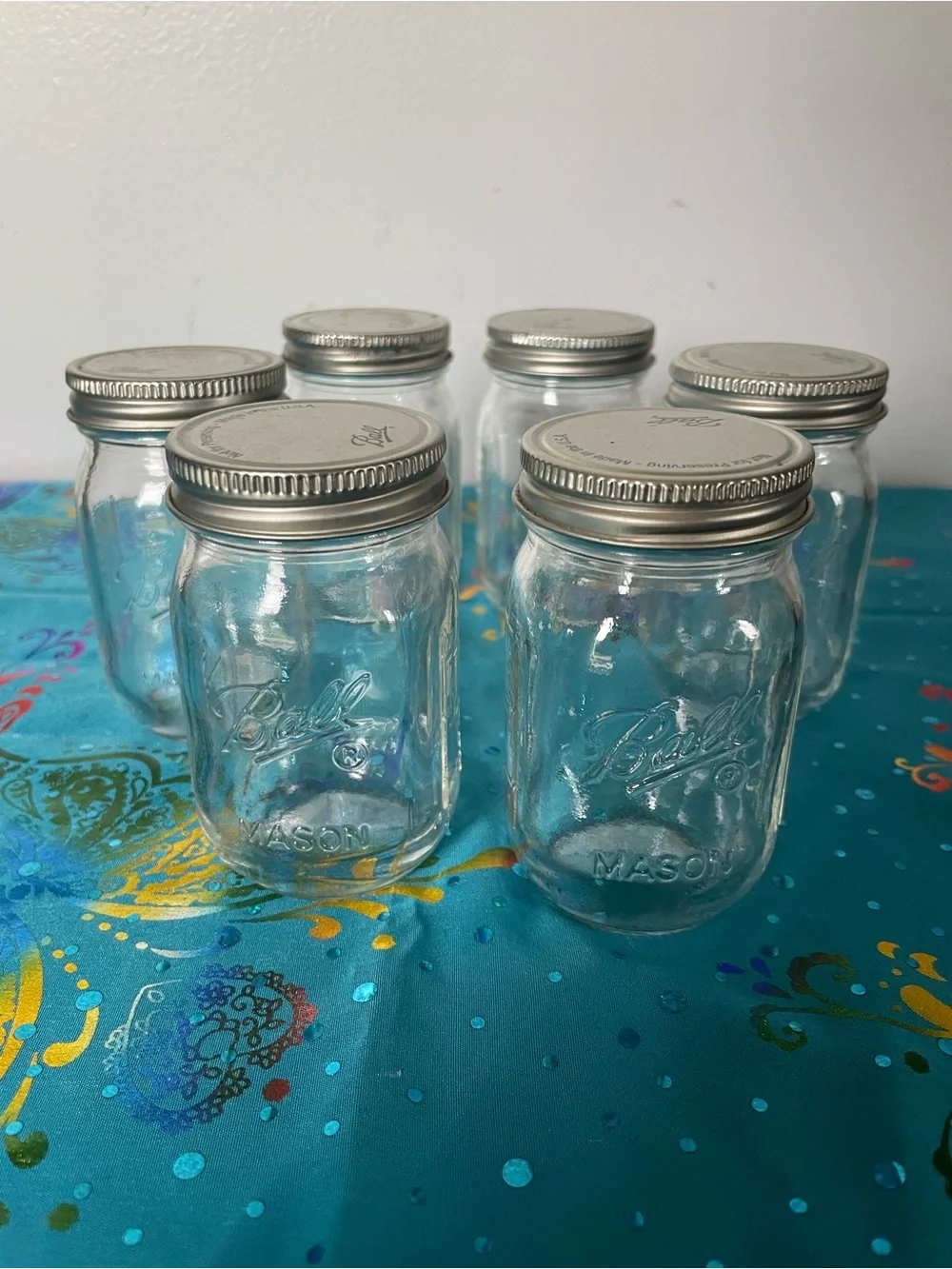 Ball Mason Glass Jars with Silver Lids - Set of 6